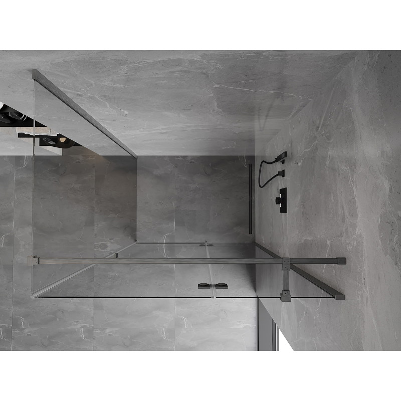 Mexen Mist-H T right hinged shower enclosure 95 x 80 cm, transparent, brushed gun gray - 8A5T-095-080-66-00-P