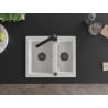 Mexen Carlos granite sink 1.5-bowl with Rita kitchen tap, white - 6518-20-670300-70