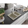 Mexen Carlos 1.5-bowl granite sink with Rita kitchen faucet, beige - 6518-69-670300-00