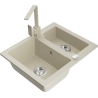Mexen Carlos 1.5-bowl granite sink with Rita kitchen faucet, beige - 6518-69-670300-69