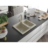 Mexen Carlos 1.5-bowl granite sink with Rita kitchen faucet, beige - 6518-69-670300-69