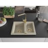 Mexen Carlos granite sink 1.5-bowl with Rita kitchen tap, beige - 6518-69-670300-50