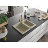 Mexen Carlos 1.5-bowl granite sink with Rita kitchen faucet, beige - 6518-69-670300-50