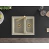 Mexen Carlos granite sink 1.5-bowl with Rita kitchen tap, beige - 6518-69-670300-50