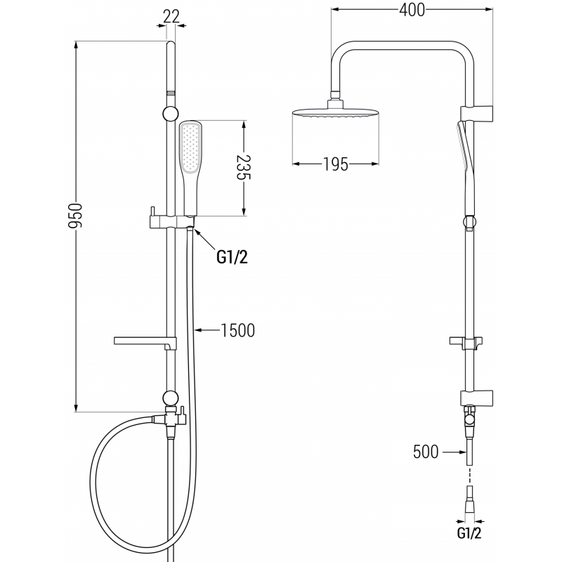 Mexen X49 Shower Column, White/Gold - 798494991-25