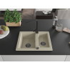 Mexen Carlos 1.5-bowl granite sink with Rita kitchen faucet, beige - 6518-69-670300-70