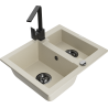 Mexen Carlos 1,5-compartment granite sink with a kitchen mixer tap Rita, Beige - 6518-69-670300-70