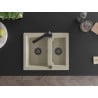 Mexen Carlos 1.5-bowl granite sink with Rita kitchen faucet, beige - 6518-69-670300-70