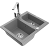 Mexen Carlos granite sink 1.5-bowl with Rita kitchen tap, grey - 6518-71-670300-00
