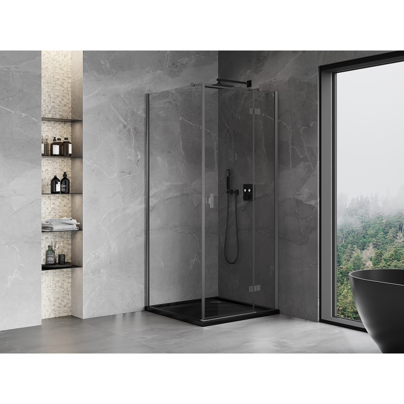 Mexen Mist-H T right-hinged shower cabin 95 x 95 cm, transparent, brushed gun gray - 8A5T-095-095-66-00-P