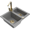 Mexen Carlos 1,5-compartment granite sink with a kitchen mixer tap Rita, Grey - 6518-71-670300-50