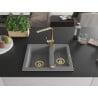 Mexen Carlos 1.5-Bowl Granite Kitchen Sink with Rita Tap, Grey - 6518-71-670300-50