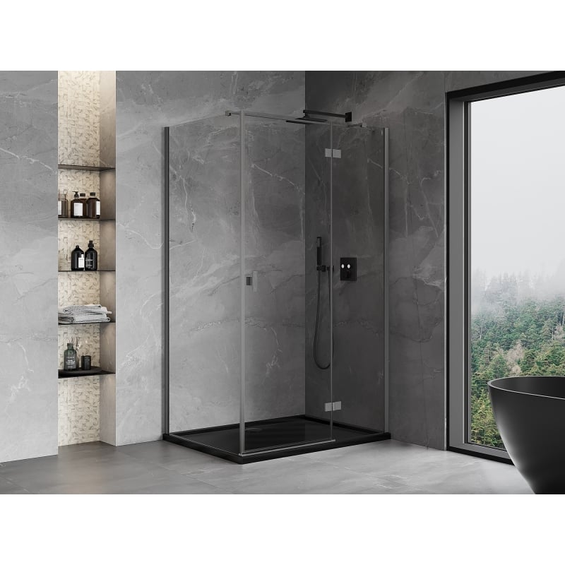 Mexen Mist-H T right-hinged shower enclosure 85 x 100 cm, transparent, brushed gun gray - 8A5T-085-100-66-00-P