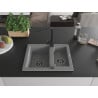 Mexen Carlos 1.5-bowl granite sink with kitchen faucet Rita, gray - 6518-71-670300-70-B