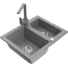 Mexen Carlos 1,5-compartment granite sink with a kitchen mixer tap Rita, Grey - 6518-71-670300-71