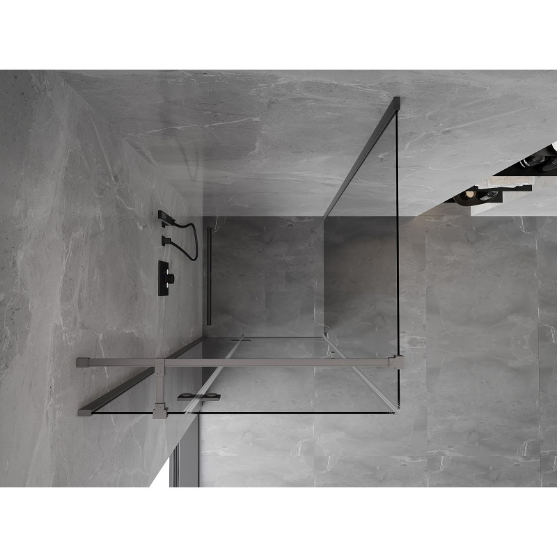 Mexen Mist-H T left pivot shower enclosure 70 x 70 cm, transparent, gun metal - 8A5T-070-070-95-00-L