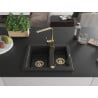 Mexen Carlos 1.5-bowl granite sink with Rita kitchen faucet, black/silver metallic - 6518-73-670300-50