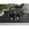 Mexen Carlos granite sink 1.5-bowl with Rita kitchen faucet, black/golden metallic - 6518-75-670300-00