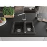 Mexen Carlos granite sink 1.5-bowl with Rita kitchen tap, black/gold metallic - 6518-75-670300-00