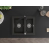 Mexen Carlos 1.5-bowl granite sink with Rita kitchen faucet, black/gold metallic - 6518-75-670300-70