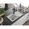 Mexen Pablo 1-compartment granite sink with a drip tray and kitchen mixer tap Telma, White - 6510-20-670200-70