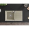 Mexen Pablo 1-compartment granite sink with a drip tray and kitchen mixer tap Telma, Beige - 6510-69-670200-00