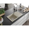 Mexen Pablo 1-compartment granite sink with a drip tray and kitchen mixer tap Telma, Beige - 6510-69-670200-00