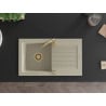 Mexen Pablo 1-compartment granite sink with a drip tray and kitchen mixer tap Telma, Beige - 6510-69-670200-50
