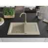 Mexen Pablo 1-compartment granite sink with a drip tray and kitchen mixer tap Telma, Beige - 6510-69-670200-50