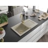 Mexen Pablo 1-compartment granite sink with a drip tray and kitchen mixer tap Telma, Beige - 6510-69-670200-50