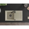 Mexen Pablo granite sink 1-bowl with drainer and Telma kitchen tap, beige - 6510-69-670200-70