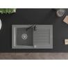 Mexen Pablo 1-bowl granite sink with drainer and Telma kitchen tap, grey - 6510-71-670200-70
