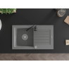 Mexen Pablo granite 1-bowl kitchen sink with drainer and Telma faucet, gray - 6510-71-670200-70