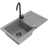 Mexen Pablo granite kitchen sink 1-bowl with drainer and Telma faucet, gray - 6510-71-670200-70-B