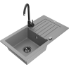 Mexen Pablo single bowl granite sink with drainer and Telma kitchen faucet, gray - 6510-71-670200-70-B
