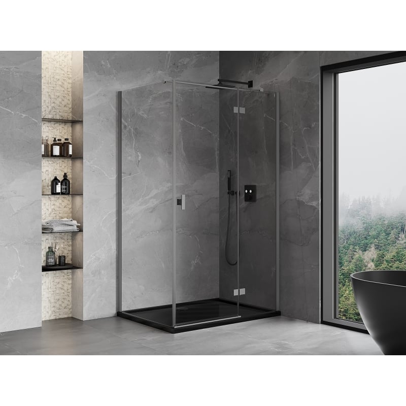 Mexen Mist-H T right-side hinged shower enclosure 105 x 75 cm, transparent, gun metal - 8A5T-105-075-95-00-P