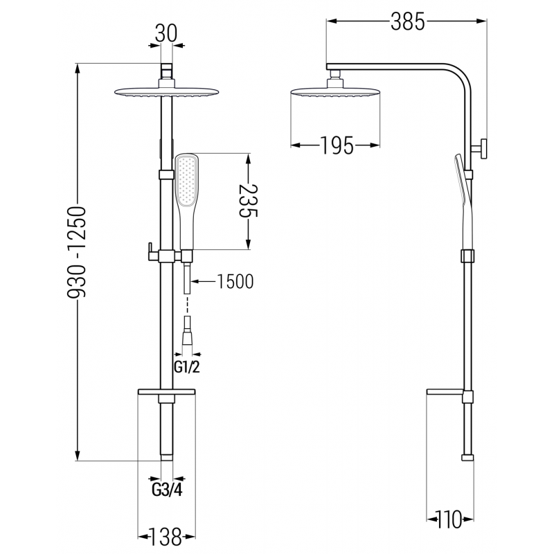 Mexen Q49 shower column, white/gold - 798494995-25