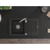 Mexen Pablo granite sink 1-bowl with drainer and Telma kitchen faucet, black/gold - 6510-75-670200-00