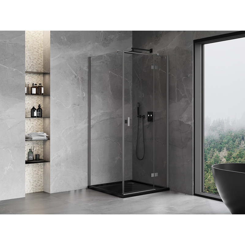 Mexen Mist-H T hinged shower cabin right 100 x 100 cm, transparent, gun metal - 8A5T-100-100-95-00-P