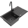 Mexen Pablo Granite Kitchen Sink 1-Bowl with Drainer and Telma Faucet, Black Speckled - 6510-76-670200-70-B