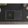 Mexen Pablo granite sink 1-bowl with drainer and Telma kitchen faucet, speckled black - 6510-76-670200-70-B