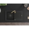 Mexen Pablo granite sink 1-bowl with drainer and Telma kitchen tap, black - 6510-77-670200-50-B