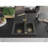 Mexen Carlos granite sink 1.5-bowl with Rita kitchen faucet, speckled black - 6518-76-670300-50