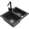 Mexen Carlos 1,5-compartment granite sink with a kitchen mixer tap Rita, spotted black - 6518-76-670300-70