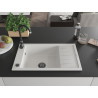 Mexen Elias 1-bowl Granite Sink with Drainer and Telma Kitchen Faucet, White - 6511-20-670200-70