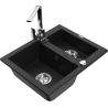 Mexen Carlos 1,5-compartment granite sink with a kitchen mixer tap Rita, Black - 6518-77-670300-00