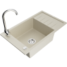 Mexen Elias 1-bowl granite sink with drainer and Telma kitchen tap, beige - 6511-69-670200-00