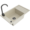 Mexen Elias 1-bowl granite sink with drainer and Telma kitchen tap, beige - 6511-69-670200-70