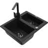 Mexen Carlos 1,5-compartment granite sink with a kitchen mixer tap Rita, Black - 6518-77-670300-70-B
