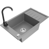Mexen Elias 1-bowl granite sink with drainer and Telma kitchen faucet, gray - 6511-71-670200-70